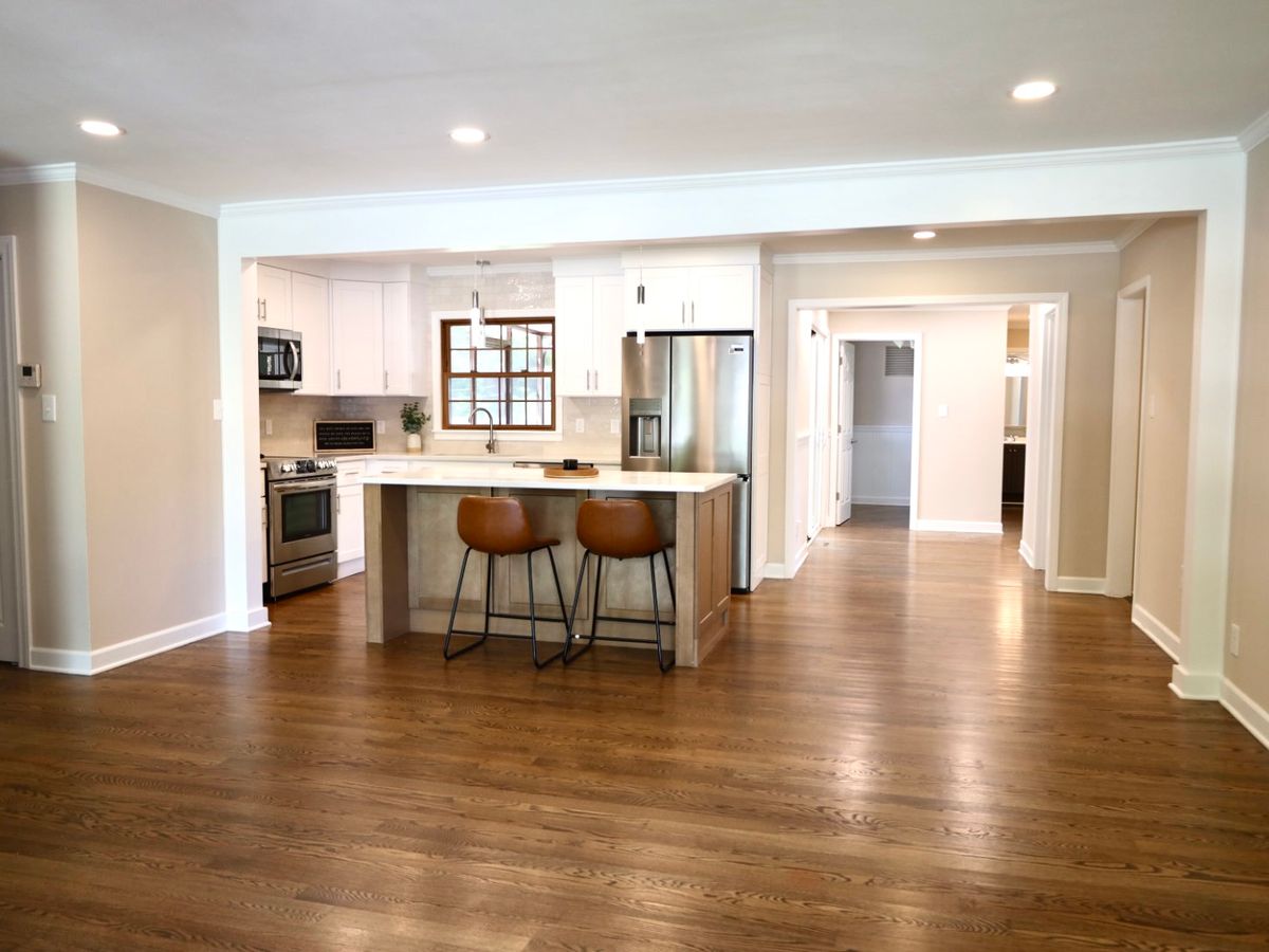 Open floor plan kitchen and living area